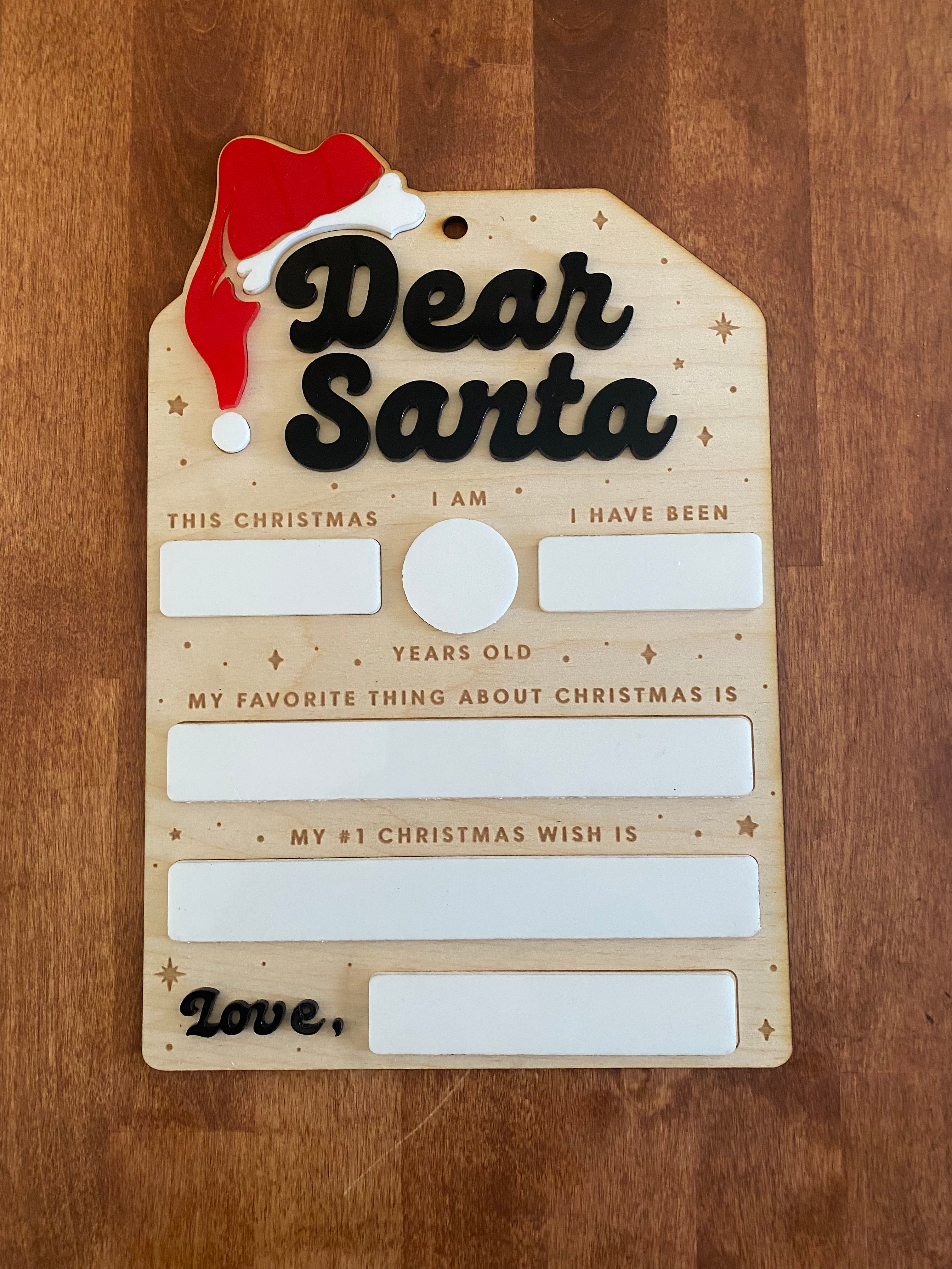 Dear Santa Wish List Sign - Acrylic