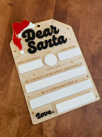 Dear Santa Wish List Sign - Acrylic
